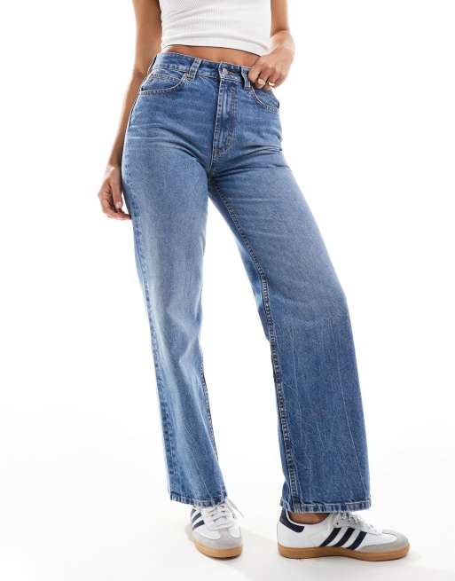 ASOS DESIGN Hourglass - Dad jeans met wijde pijpen in middenblauw, 2 van 5