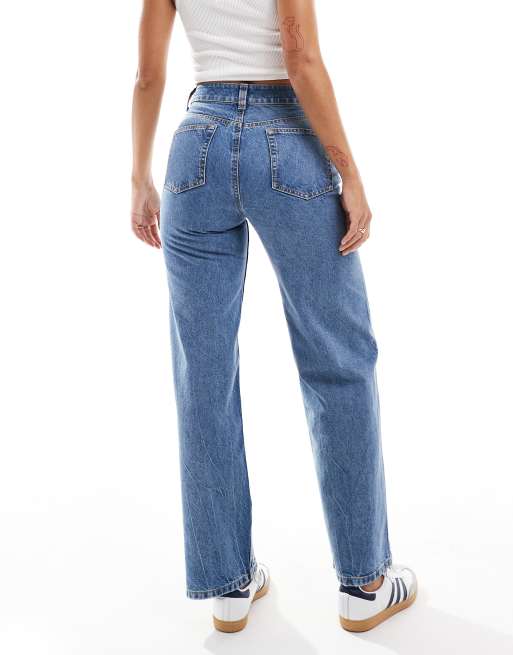 ASOS DESIGN Hourglass - Dad jeans met wijde pijpen in middenblauw, 4 van 5