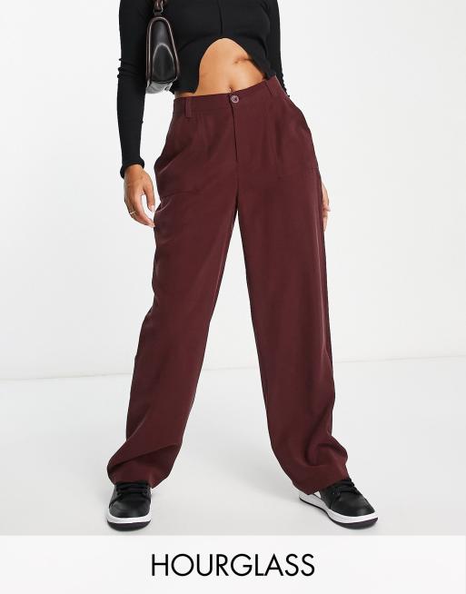 ASOS DESIGN Hourglass dad pants in oxblood