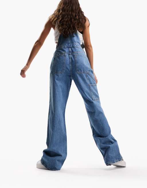 ASOS DESIGN Hourglass denim dungarees in mid blue, 2 of 5