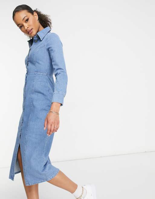 Denim discount midi jurk