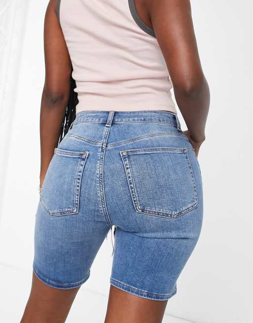 ASOS DESIGN Hourglass denim high rise skinny stretch shorts in