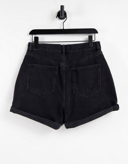 ASOS DESIGN denim high rise 'mini' shorts in washed black - BLACK