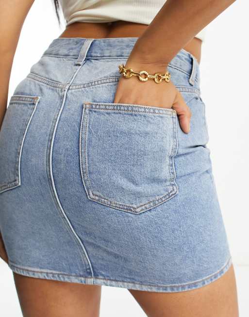 Blue denim outlet mini skirt asos