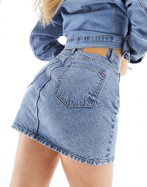 Blue denim mini skirt asos best sale