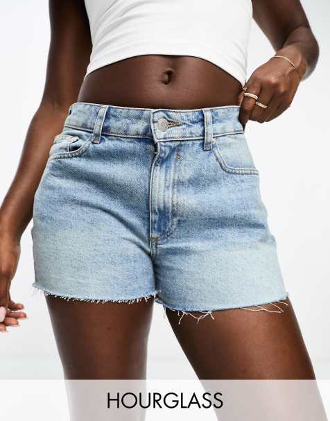 ASOS DESIGN Hourglass denim relaxed shorts in blue - view 1