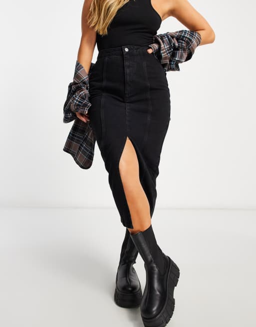 Black midi skirt clearance denim