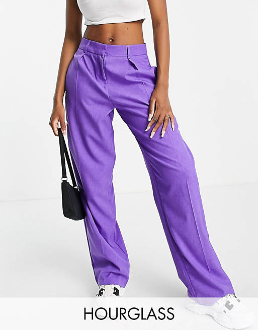 ASOS DESIGN Hourglass everyday slouch boy pants in pop purple | ASOS