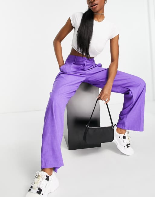 ASOS DESIGN Hourglass everyday slouch boy pants in pop purple, 4 of 4