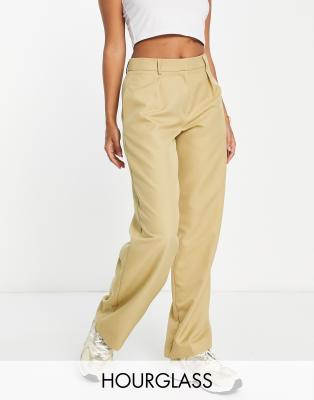 Asos Design Hourglass Everyday Slouchy Boy Pants In Stone-neutral
