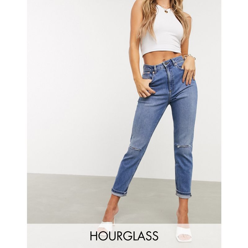 Jeans 1TrYf DESIGN Hourglass - Farleigh - Mom jeans vita alta slim lavaggio medio con strappi