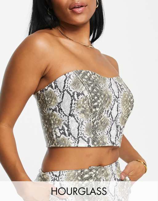 ASOS DESIGN Hourglass faux leather corset in snake print - part of a set