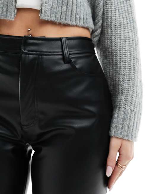 ASOS DESIGN Hourglass faux leather straight leg pants in black, 3 of 5