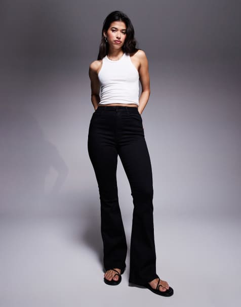 ASOS DESIGN Hourglass – Figurformende Jeans mit ausgestelltem Bein und Superstretch in Schwarz - view 1