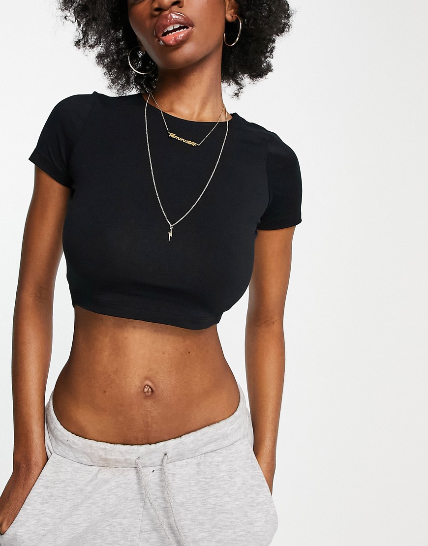 ASOS DESIGN Hourglass fitted crop t-shirt in black