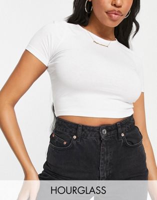 ASOS DESIGN Hourglass fitted crop t-shirt in white | ASOS