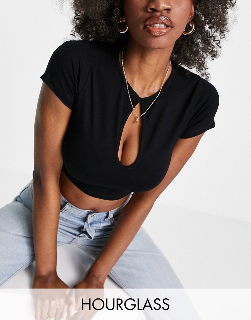 ASOS DESIGN Hourglass fitted crop top with keyhole cut out in black