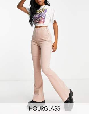 Asos Design Hourglass Flare Cord Pants In Blush-pink