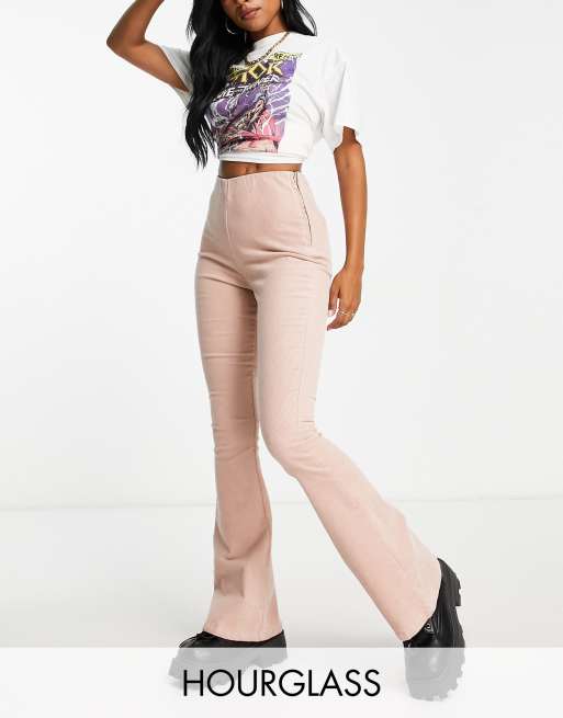 ASOS DESIGN Hourglass flare cord pants in blush