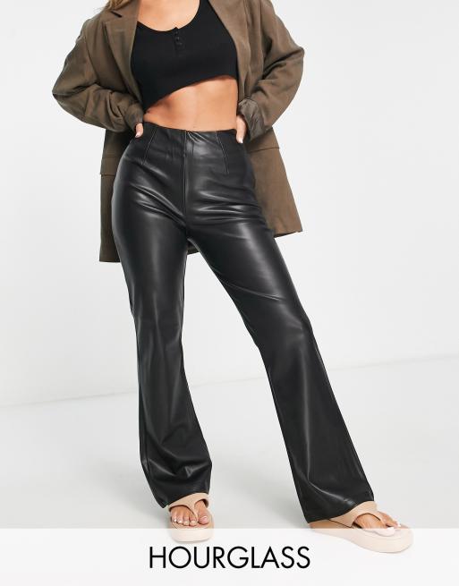 ASOS DESIGN flare faux leather pants in gray