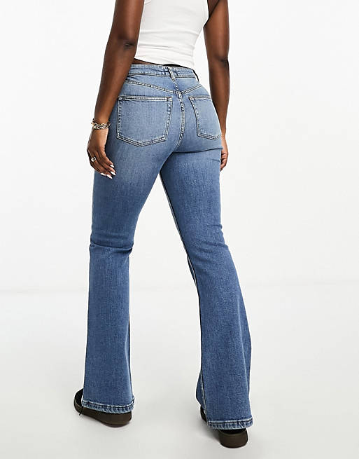 Cropped Kick Flare Jeans Met Stretch Dames Kleding voor voor Jeans voor Flared jeans ASOS Denim Hourglass Hoge Taille En Dijscheuren in het Blauw Effortless 