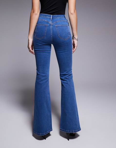 ASOS DESIGN Hourglass - Formgivende jeans i mørk mellemvask med power-stretch og svaj - view 1