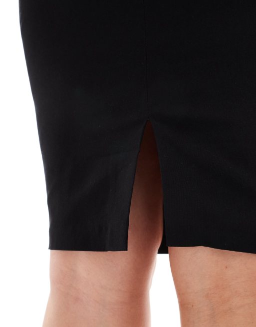 ASOS DESIGN Hourglass - Gonna sartoriale nera in bengalina a vita alta, 5 di 5