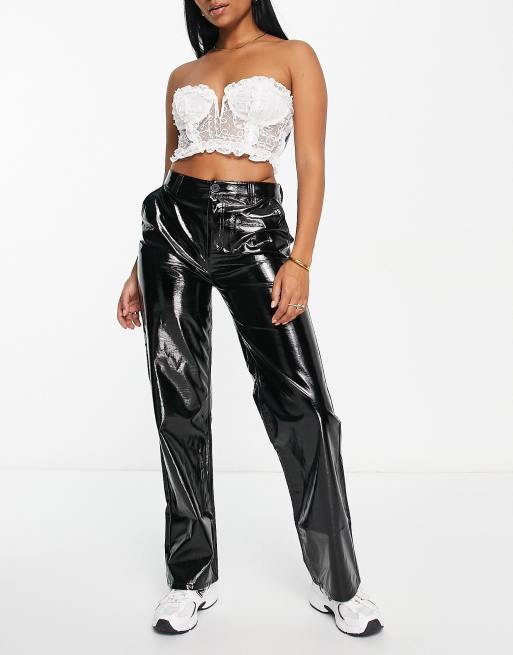 Violet Romance high shine faux leather pants in black