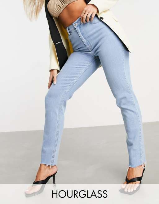 ASOS DESIGN Hourglass high rise farleigh 'slim' mom jeans in lightwash | ASOS