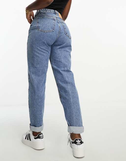 ASOS DESIGN Hourglass relaxed mom jeans in mid blue