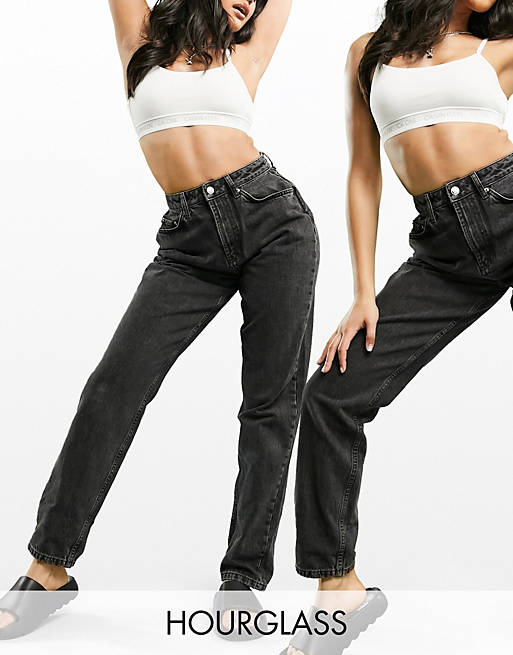 ASOS DESIGN Hourglass high rise 'slouchy' mom jeans in washed black