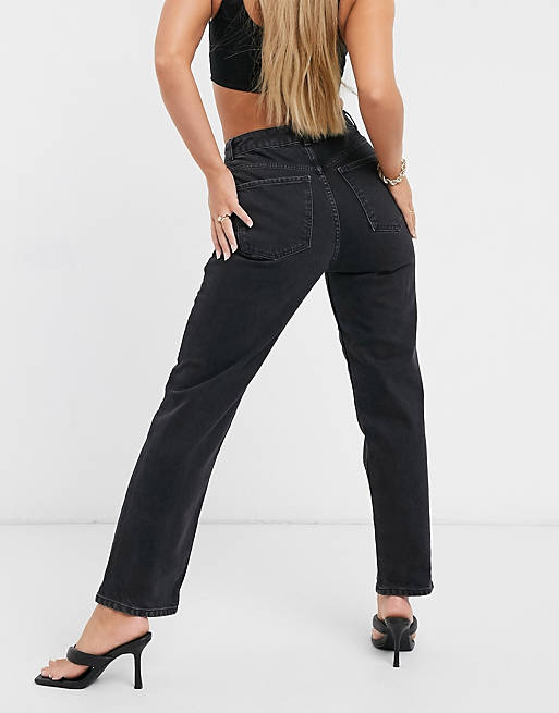 Jeans Hourglass high rise stretch 'slim' straight leg jeans in washed black 