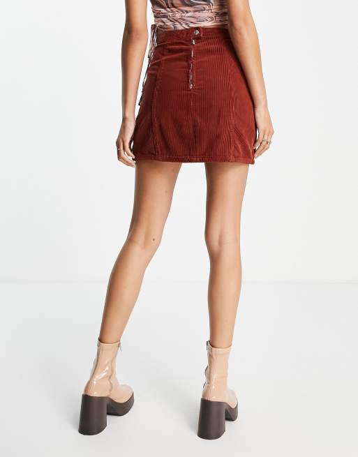 Asos brown hotsell corduroy skirt