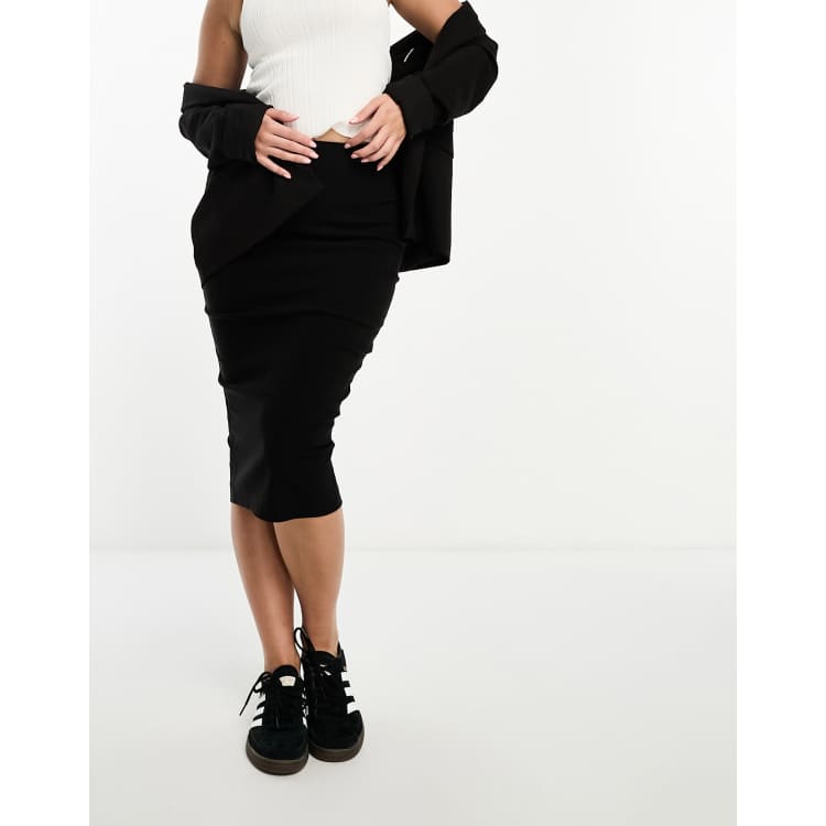 ASOS DESIGN high waist midi pencil skirt in black