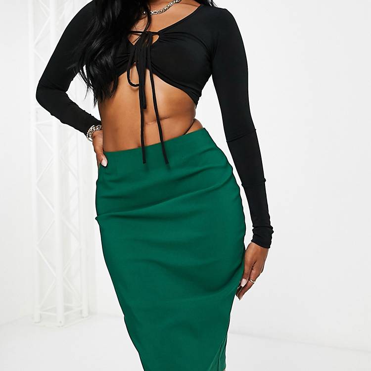 ASOS DESIGN Hourglass high waist pencil skirt in green | ASOS
