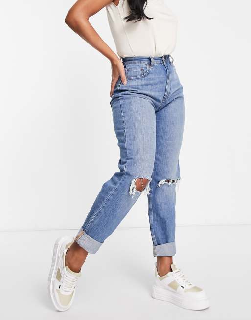 ASOS DESIGN denim high rise 'slouchy' mom shorts in white