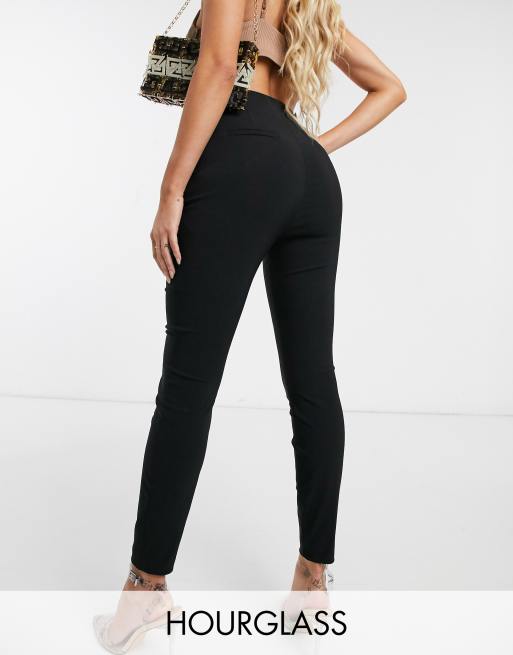 ASOS DESIGN Hourglass high waisted tapered trousers in black linen -  ShopStyle