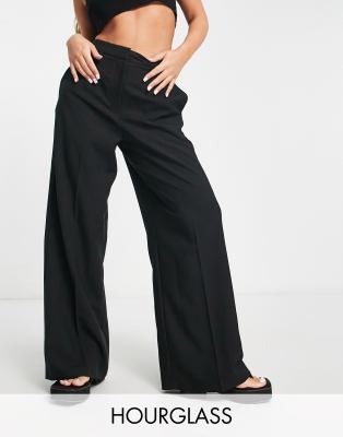 ASOS DESIGN Hourglass - Hose in Schwarz mit weitem Bein