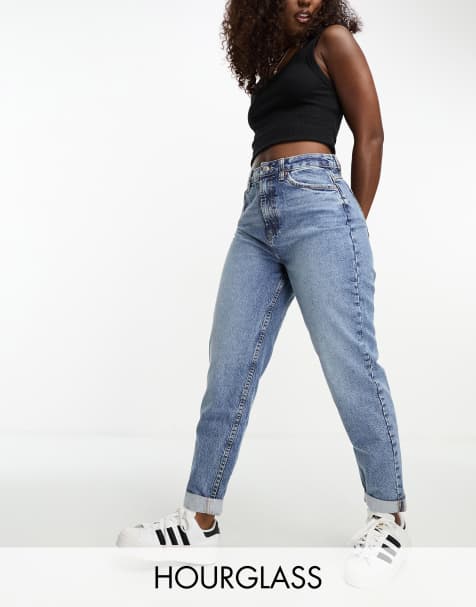 ASOS DESIGN Hourglass - Jean mom décontracté à taille haute - Bleu moyen - view 1