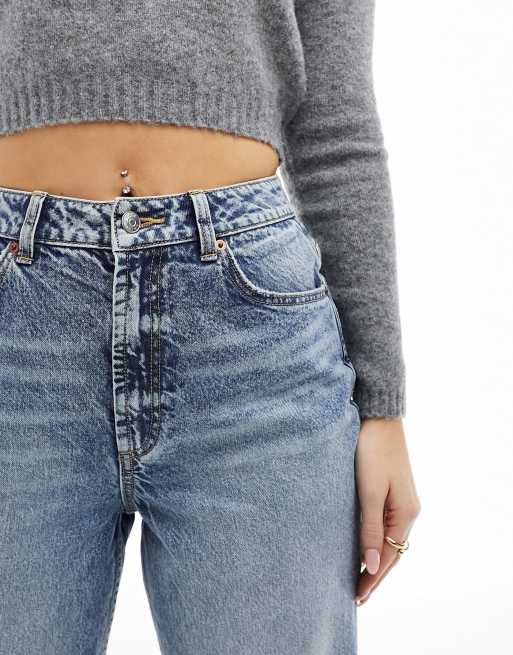 ASOS DESIGN Hourglass - Jean mom décontracté à taille haute - Bleu vintage , 3 de 5