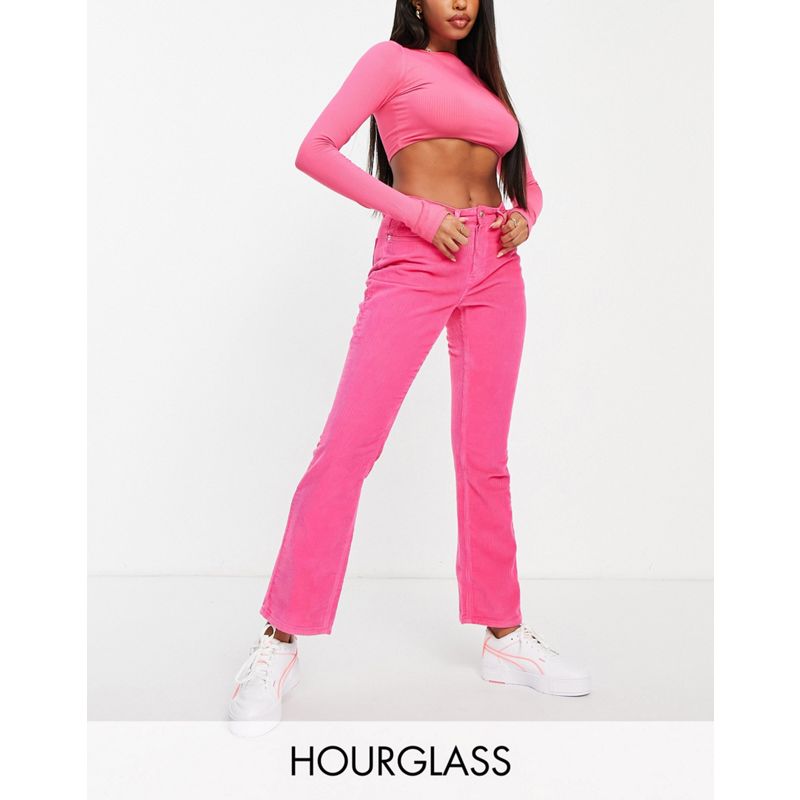 DESIGN Hourglass - Jeans a zampa a vita bassa in tessuto rigido a coste rosa