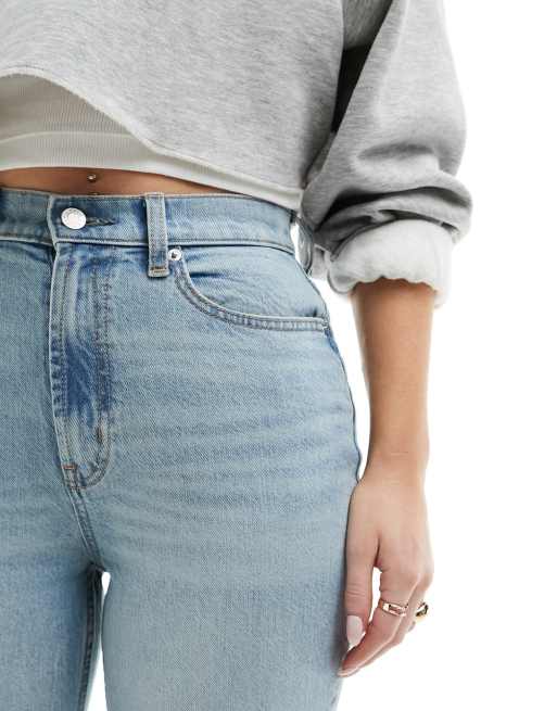 ASOS DESIGN Hourglass - Jeans a zampa a vita medio alta blu chiaro, 4 di 5