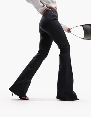 Pantaloni Donna Eleganti Neri A Zampa - Adorence, Tessuto Elasticizzato, 4 Tasche, Per Ufficio E Casual