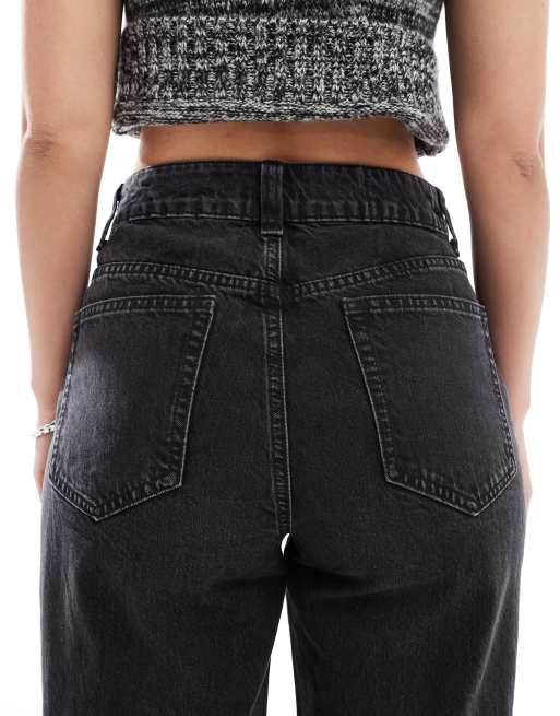 ASOS DESIGN Hourglass - Jeans dad fit a fondo ampio nero slavato, 4 di 5