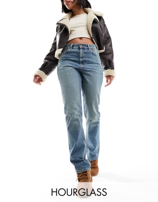 ASOS DESIGN Hourglass - Jeans dritti a vita media blu