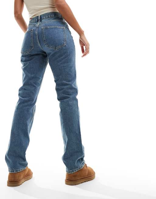 ASOS DESIGN Hourglass - Jeans dritti a vita media blu, 3 di 5