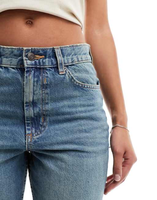 ASOS DESIGN Hourglass - Jeans dritti a vita media blu, 4 di 5