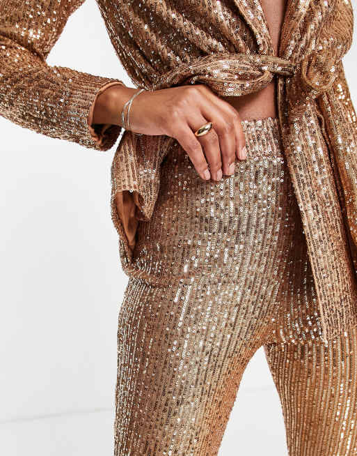 Rose Gold Sequin Pants Rose Gold Leggings, Rose Gold Sequin