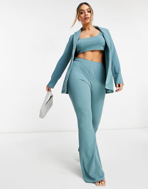 ASOS DESIGN Hourglass jersey suit in sage, 3 of 3