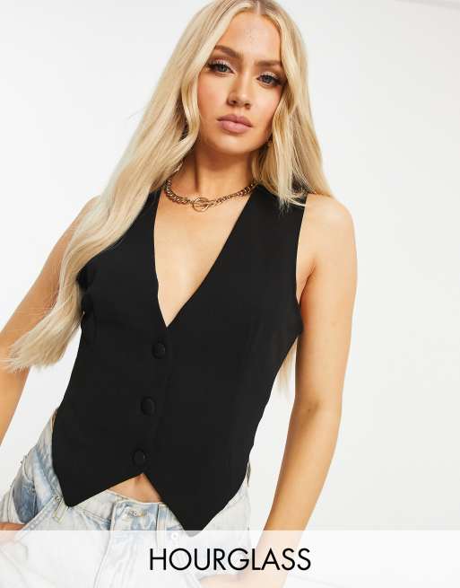 ASOS DESIGN Hourglass jersey suit waistcoat in black